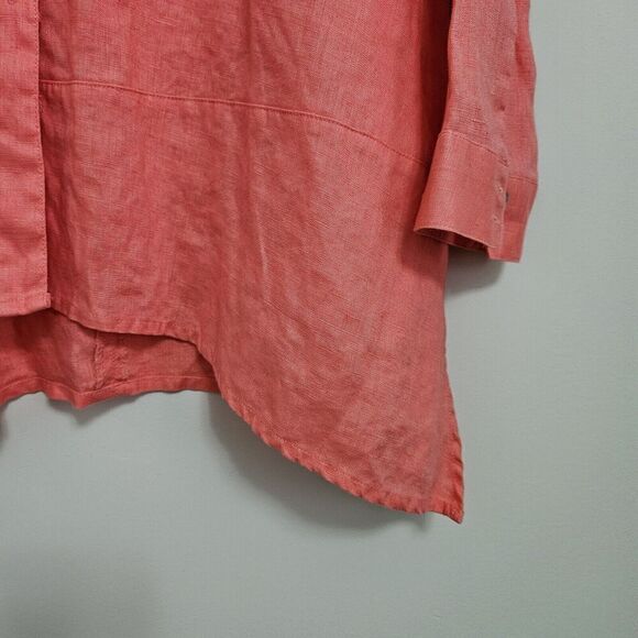 SYMPLE NYC Med-Large Shirt Tunic Blouse Top Coral Pink 100% Linen EUC - Picture 6 of 8